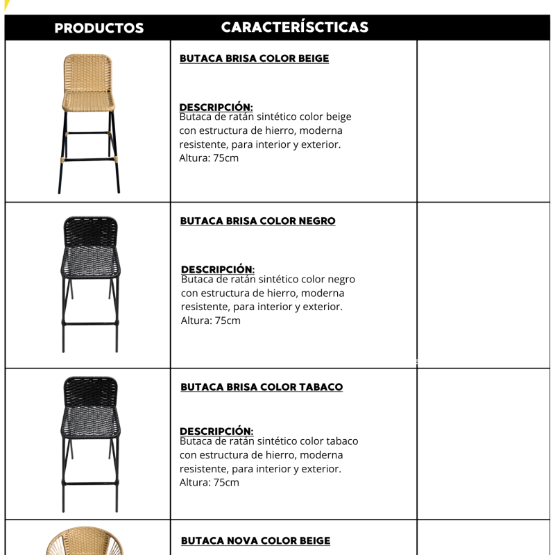 Sillas de ratán y estructura de hierro